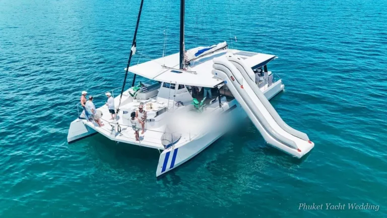 Golden Promise 55 catamaran with a wide deck for a wedding party in Phuket